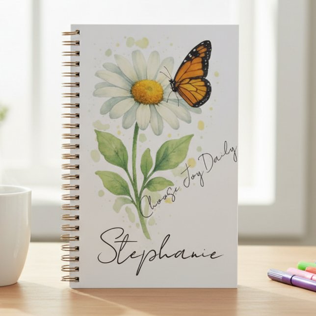 Teacher Graduation Gift Wildflower Botanical Planner (Watercolor wildflower and butterfly design for a teacher graduation gift idea)