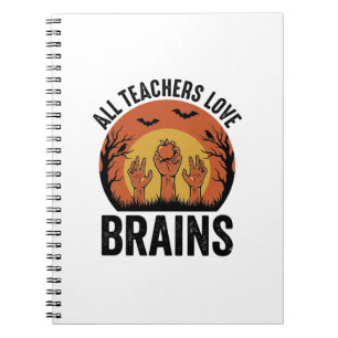 Teacher Halloween Brains Vintage Vector Design_1 Notebook