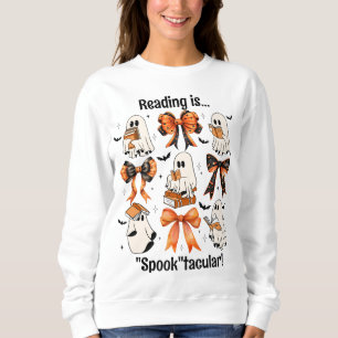 Teacher Halloween Coquette Bows and Reading Ghosts Sweatshirt