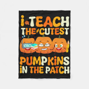 Teacher Halloween Cutest Pumpkins In The Patch Tea Fleece Blanket