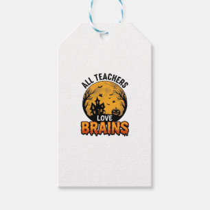 Teacher Halloween Love Brains Vintage Design_1 Gift Tags