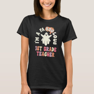 Teacher Halloween Retro 1st Grade Vintage First Gr T-Shirt