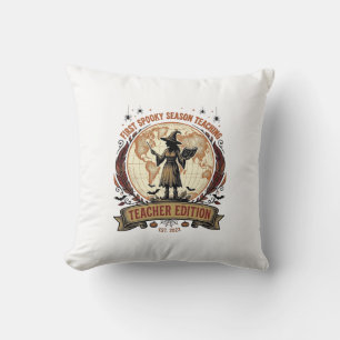Teacher Halloween Shirt for First Spooky Season Te Throw Pillow