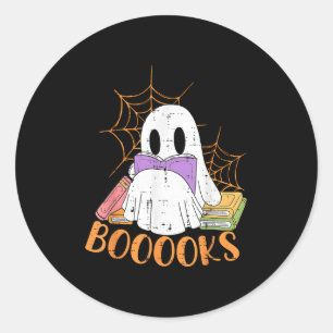 Teacher Halloween Shirt Ghost Teacher Book Library Classic Round Sticker