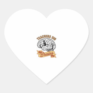 Teacher Halloween Shirt Vintage Engraved Brain Pun Heart Sticker