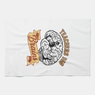 Teacher Halloween Shirt Vintage Engraved Brain Pun Kitchen Towel