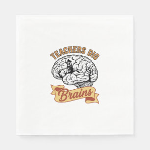 Teacher Halloween Shirt Vintage Engraved Brain Pun Napkin