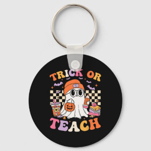 Teacher Halloween Trick Or Teach Cute Ghost Coffee Keychain
