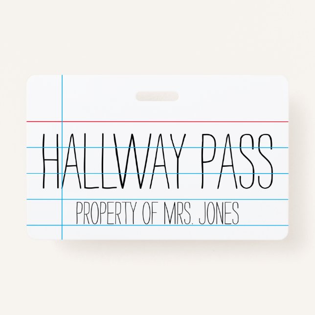 Teacher - Hallway Pass Badge (Front)