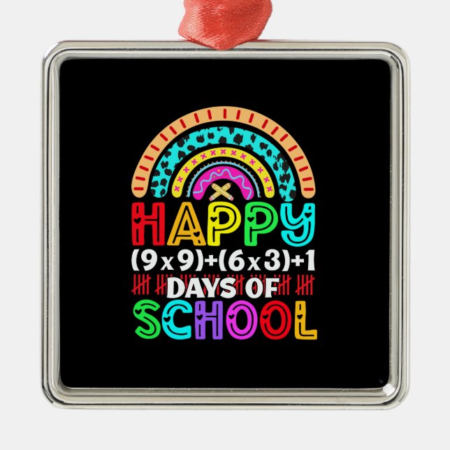 Teacher Happy 100 Days Of School Metal Ornament (Front)