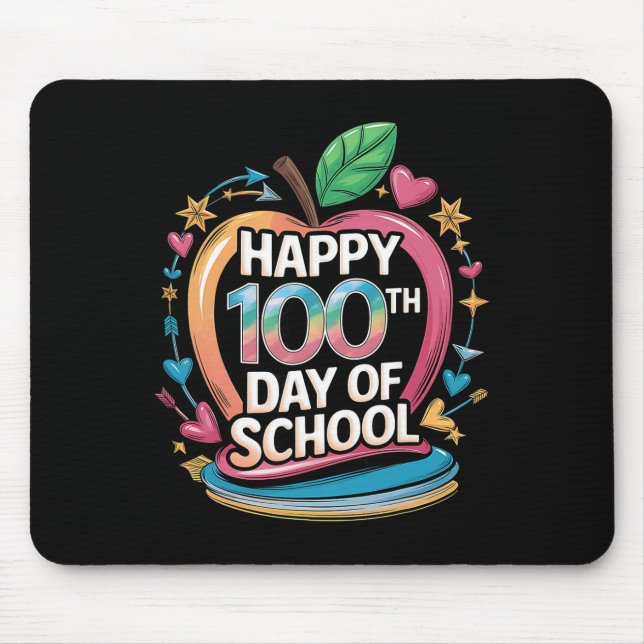 Teacher Happy 100th Day Of School Math Apple Frame Mouse Pad (Front)