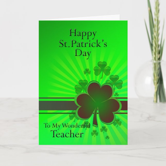 Teacher, Happy St Patrick's day card (Front)
