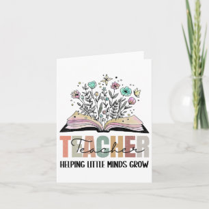 Teacher Helping Little Minds Grow Book Flower Back Card