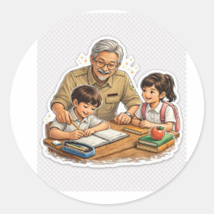 Teacher Helping Students Sticker