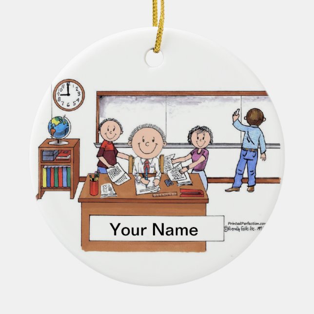 Teacher, High School - Male Ceramic Ornament (Front)