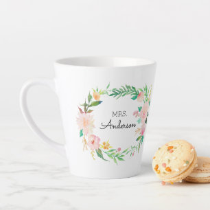 Teacher Home Gifts - Pink Floral Wreath Mug