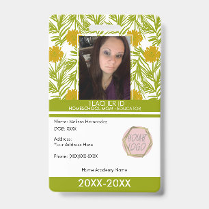 Teacher Homeschooling School Mom ID Florals Badge