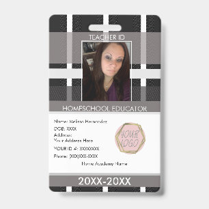 Teacher Homeschooling School Mom ID Plaid Badge