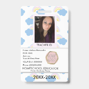 Teacher Homeschooling School Mom ID Rainbow  Badge