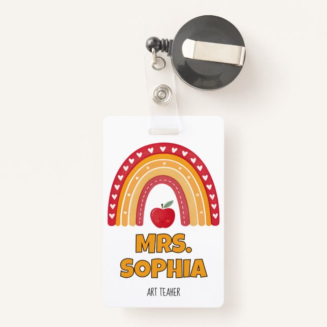 Teacher ID Badge Holder – Rainbow Design (Back with Retractable)