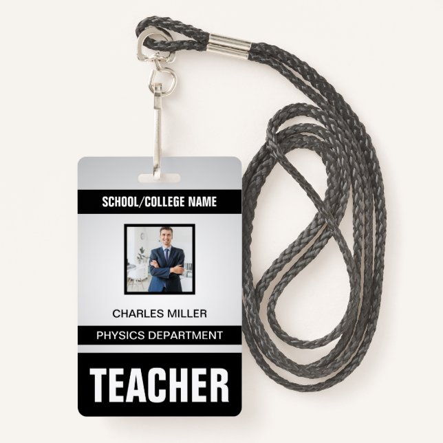 Teacher ID Card Badge (Front with Lanyard)