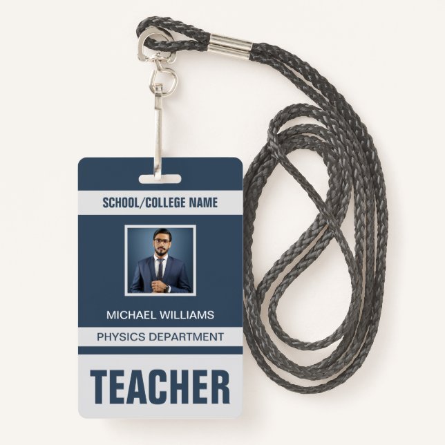 Teacher ID Card Badge (Front with Lanyard)