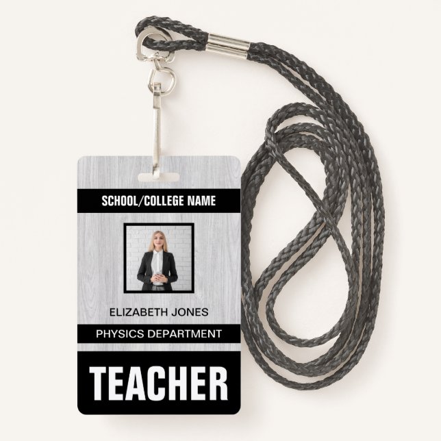 Teacher ID Card Badge (Front with Lanyard)