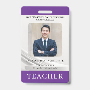 Teacher ID Card Name School Template Photo Badge