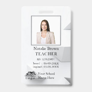 Teacher ID Card Name School Template Photo Badge