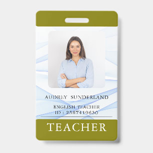 Teacher ID Card Name School Template Photo Badge