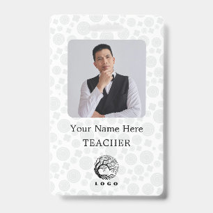 Teacher ID Card Name School Template Photo Badge