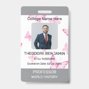 Teacher ID Card Name School Template Photo Badge