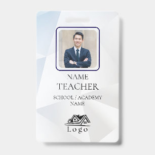 Teacher ID Card Name School Template Photo Badge