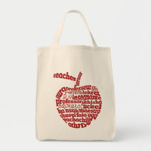 Teacher in all languages Red Apple Tote Bag