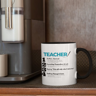 Teacher in Blue qualities with inkpen writing  Mug