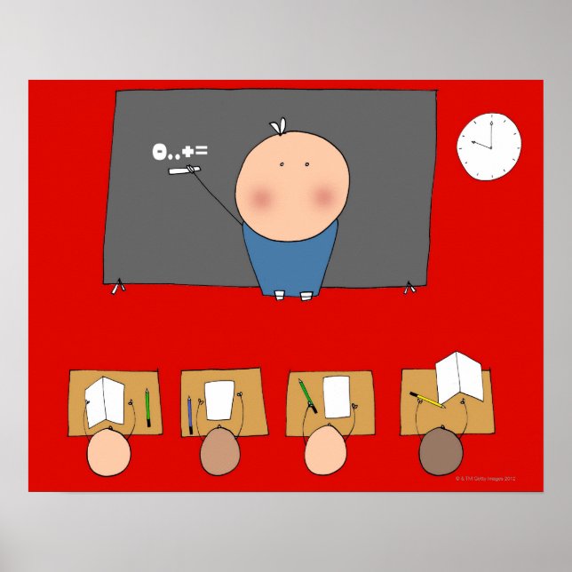 Teacher in front of classroom, elevated view poster (Front)