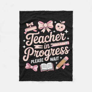 Teacher in training pink bow please wait women fleece blanket
