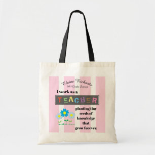 Teacher Inspirational Striped - Personalize It Tote Bag