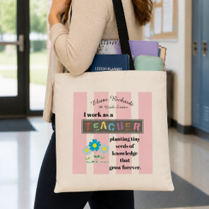 Teacher Inspirational Striped - Personalize It Tote Bag