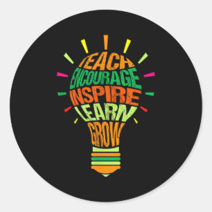 Teacher Insrational Definition Colorful Lightbulb  Classic Round Sticker