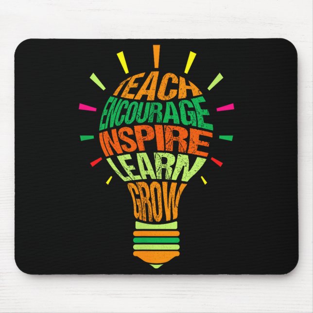 Teacher Insrational Definition Colorful Lightbulb  Mouse Pad (Front)