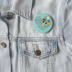 Teacher Instructor Professor Tool Heart 2 Inch Round Button