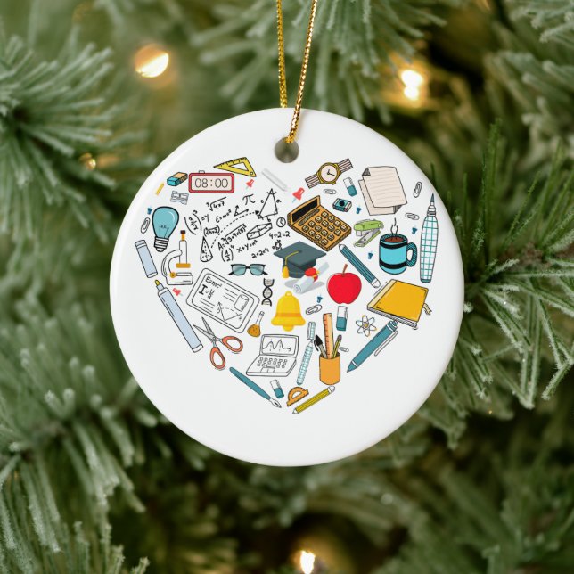 Teacher Instructor Professor Tool Heart Ceramic Ornament (Tree)