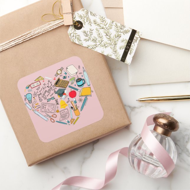 Teacher Instructor Professor Tool Heart Square Sticker (Gifting)