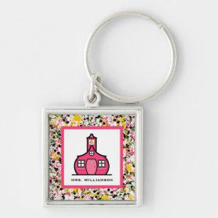 Teacher Keychain - Multicolor Paint Splatter