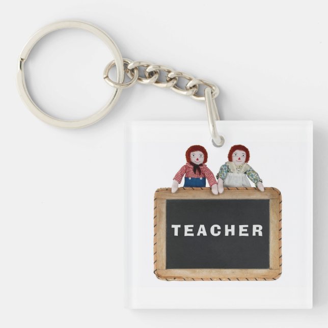 TEACHER keychain Raggedy Ann Andy gift school tag (Front)