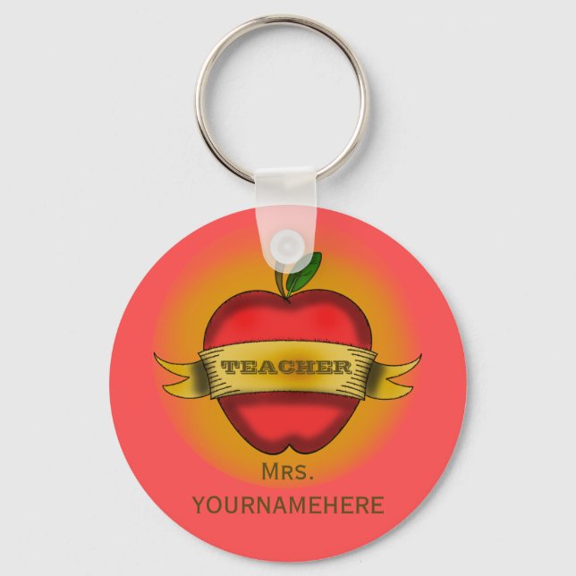 Teacher Keychain- Vintage Apple Tattoo Keychain (Front)