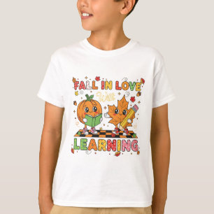 Teacher Kids Retro Fall In Love With Learning  T-Shirt