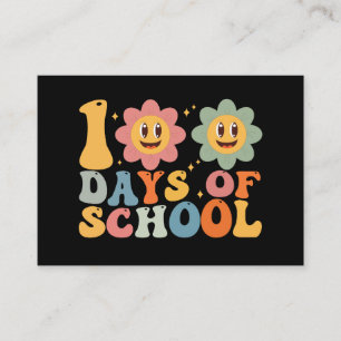 Teacher Kids Retro Groovy 100 Days 0f School  Business Card