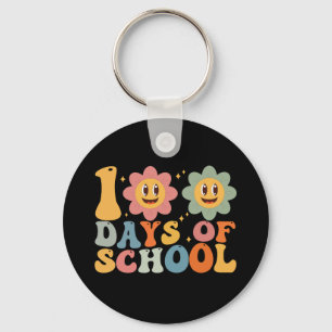Teacher Kids Retro Groovy 100 Days 0f School Keychain